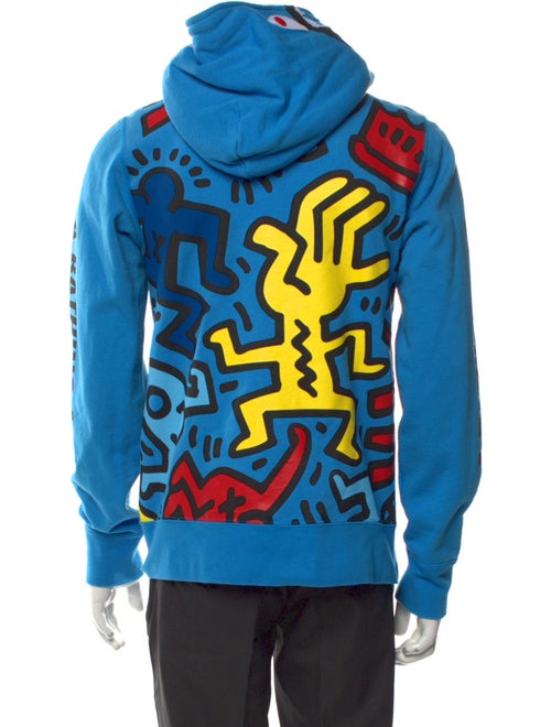 A Bathing Ape Keith Haring Shark Appliqué Full Zip Printed Hoodie
