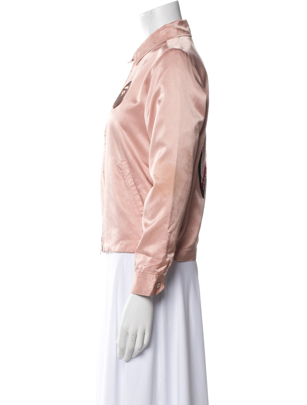 A Bathing Ape Bomber Jacket Pink Embroidered Acce… - image 2