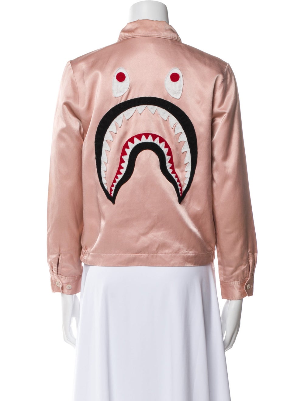 A Bathing Ape Bomber Jacket Pink Embroidered Acce… - image 3