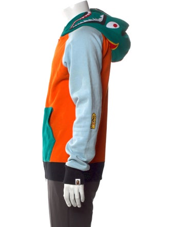A Bathing Ape Shark Zip Up Colorblock Pattern Hoodie