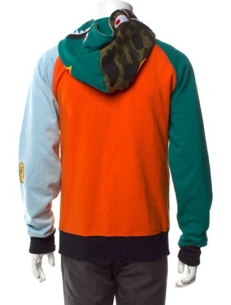 A Bathing Ape Shark Zip Up Colorblock Pattern Hoodie
