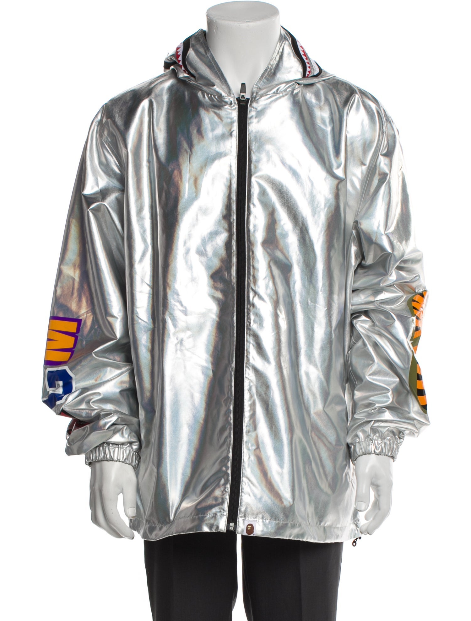 A Bathing Ape Aurora Metallic Iridescent Shark Striped Parka w/ Tags