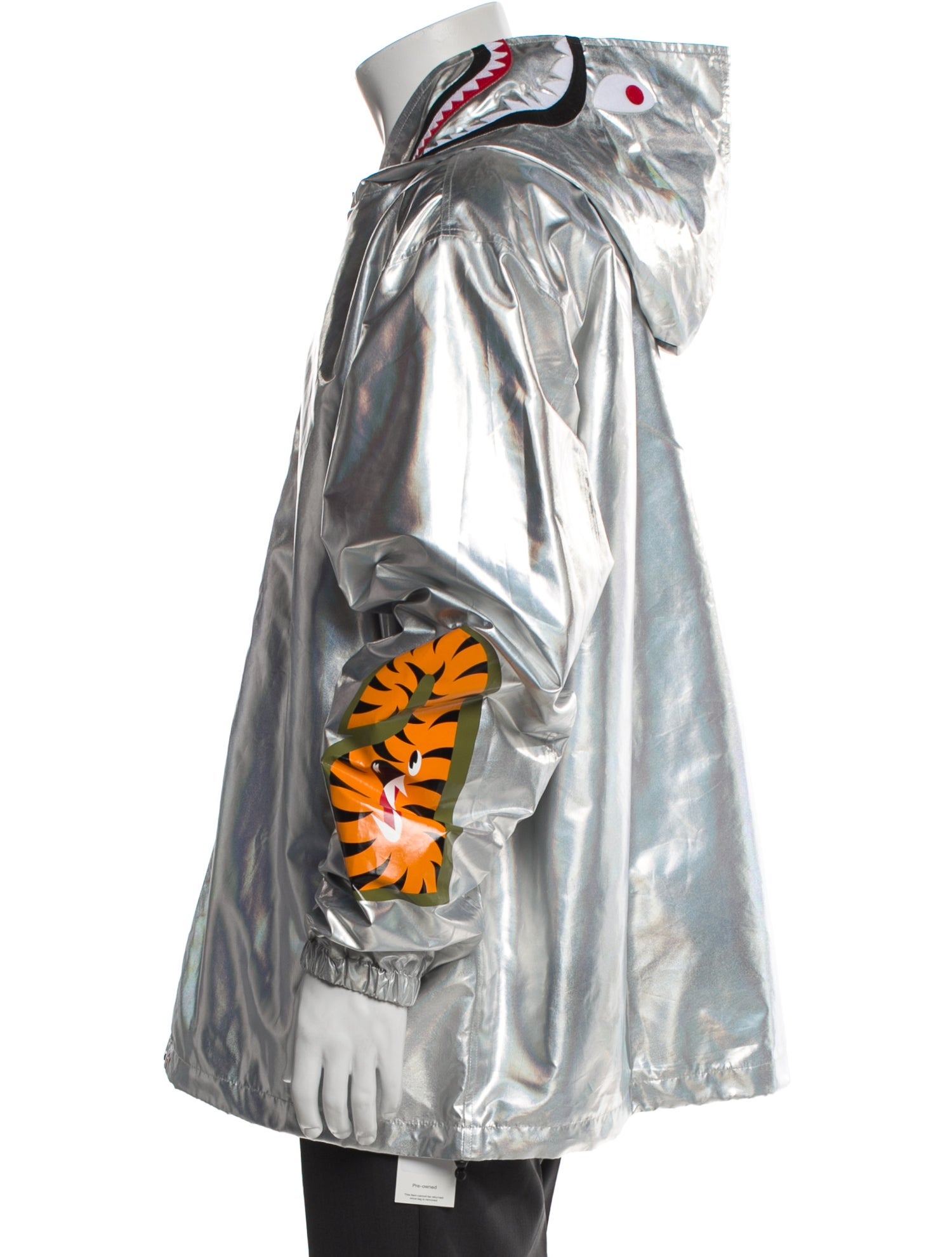 A Bathing Ape Aurora Metallic Iridescent Shark Striped Parka w/ Tags