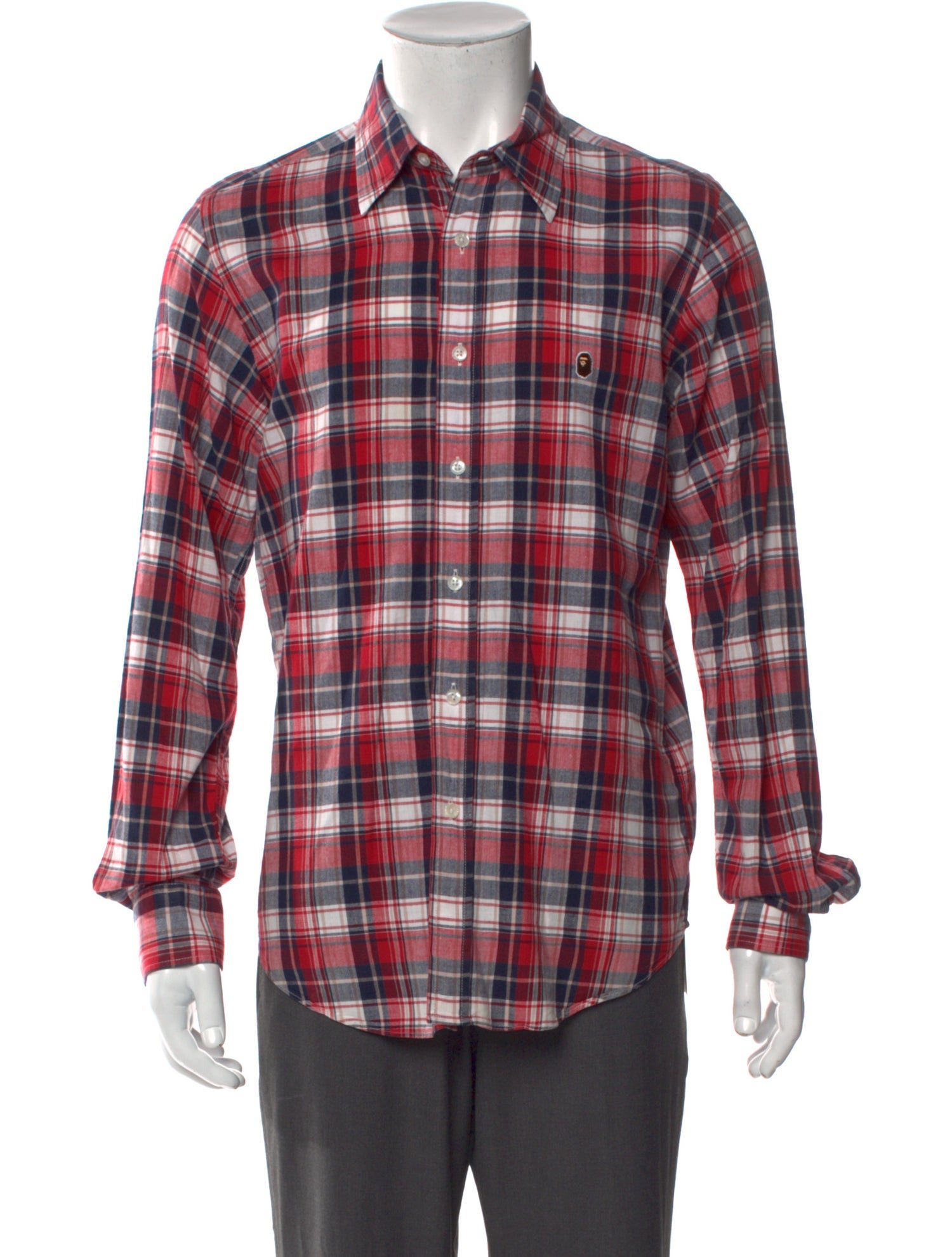 A Bathing Ape Plaid Print Long Sleeve Shirt