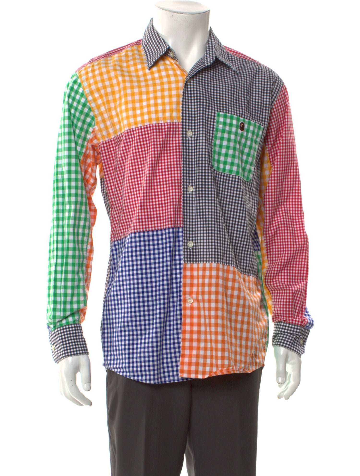 A Bathing Ape Cut and Collage Plaid Print Shirt