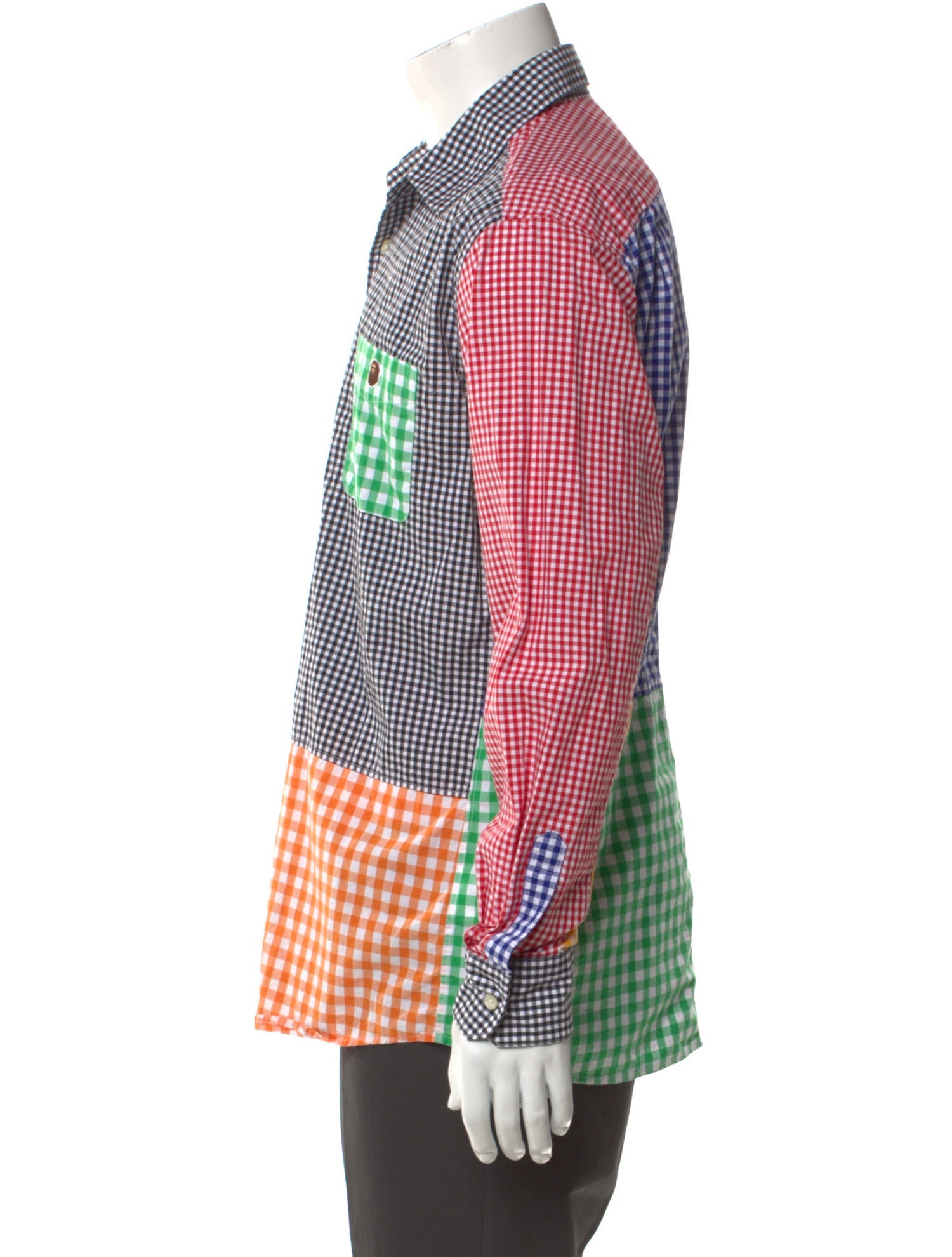 A Bathing Ape Cut and Collage Plaid Print Shirt