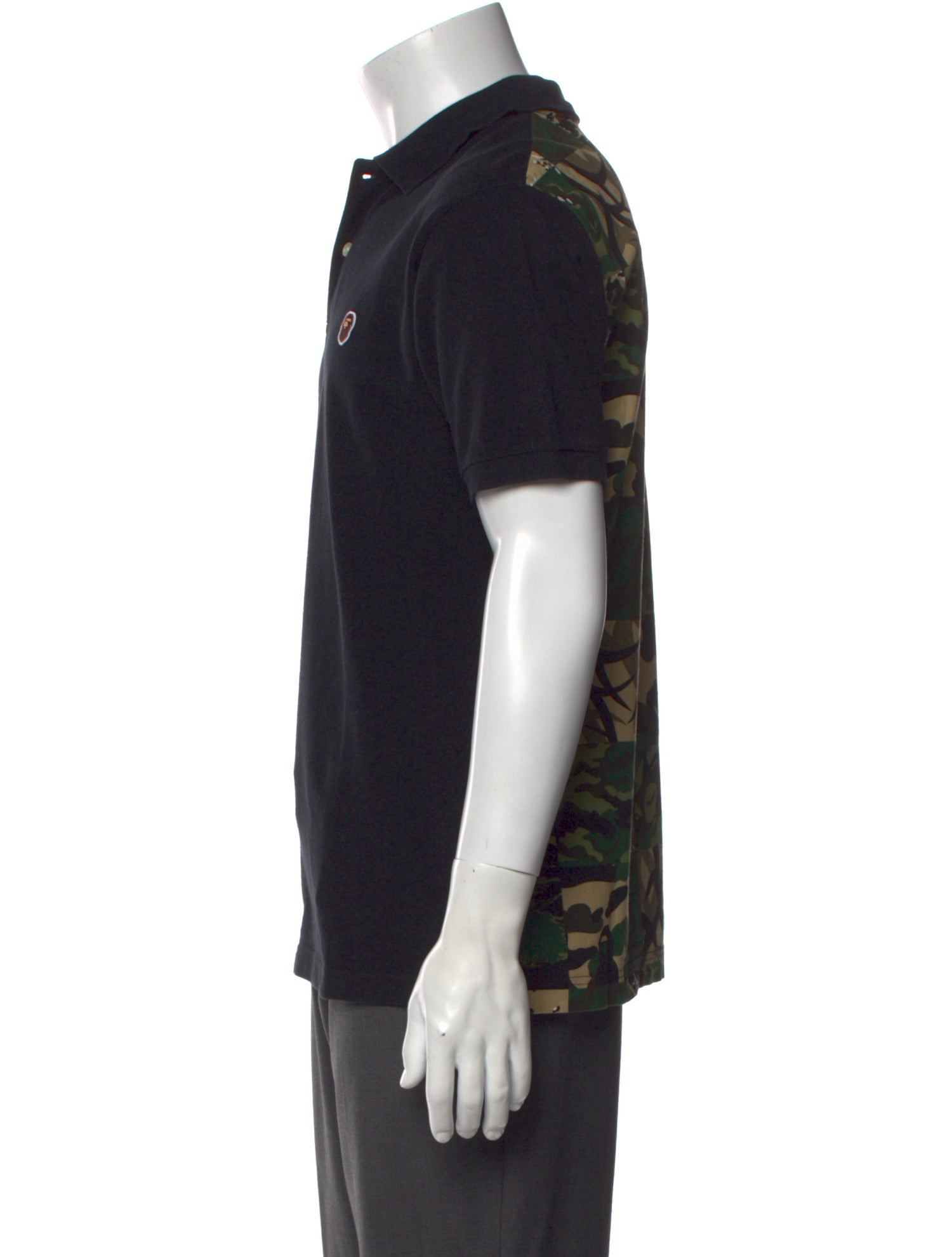 A Bathing Ape Patchwork Camo Crew Neck Polo Shirt