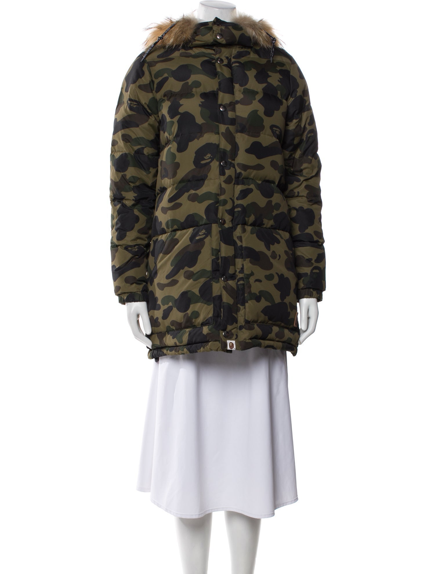 A Bathing Ape Camo Animal Print Down Coat