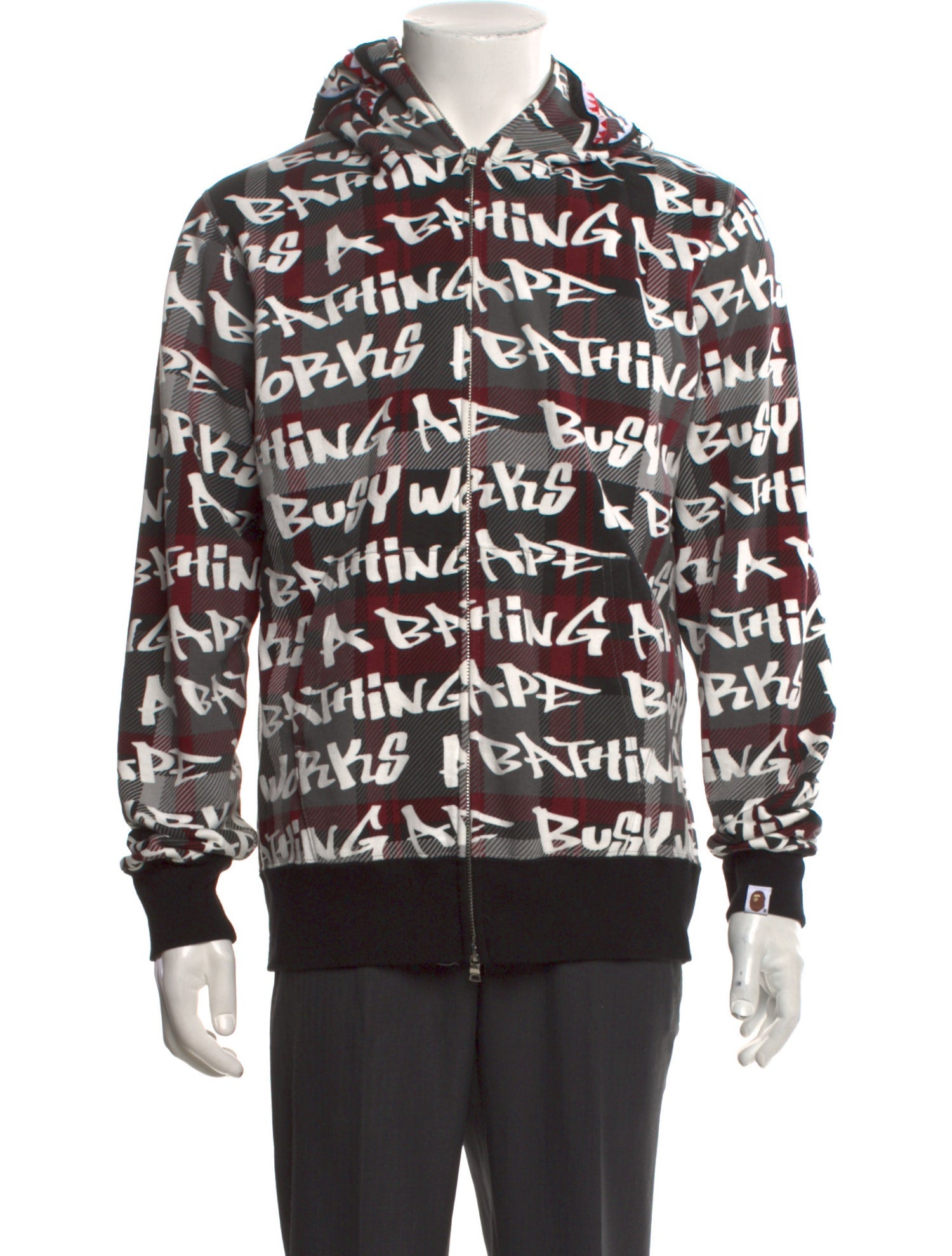 A Bathing Ape Logo Shark Zip Printed Hoodie