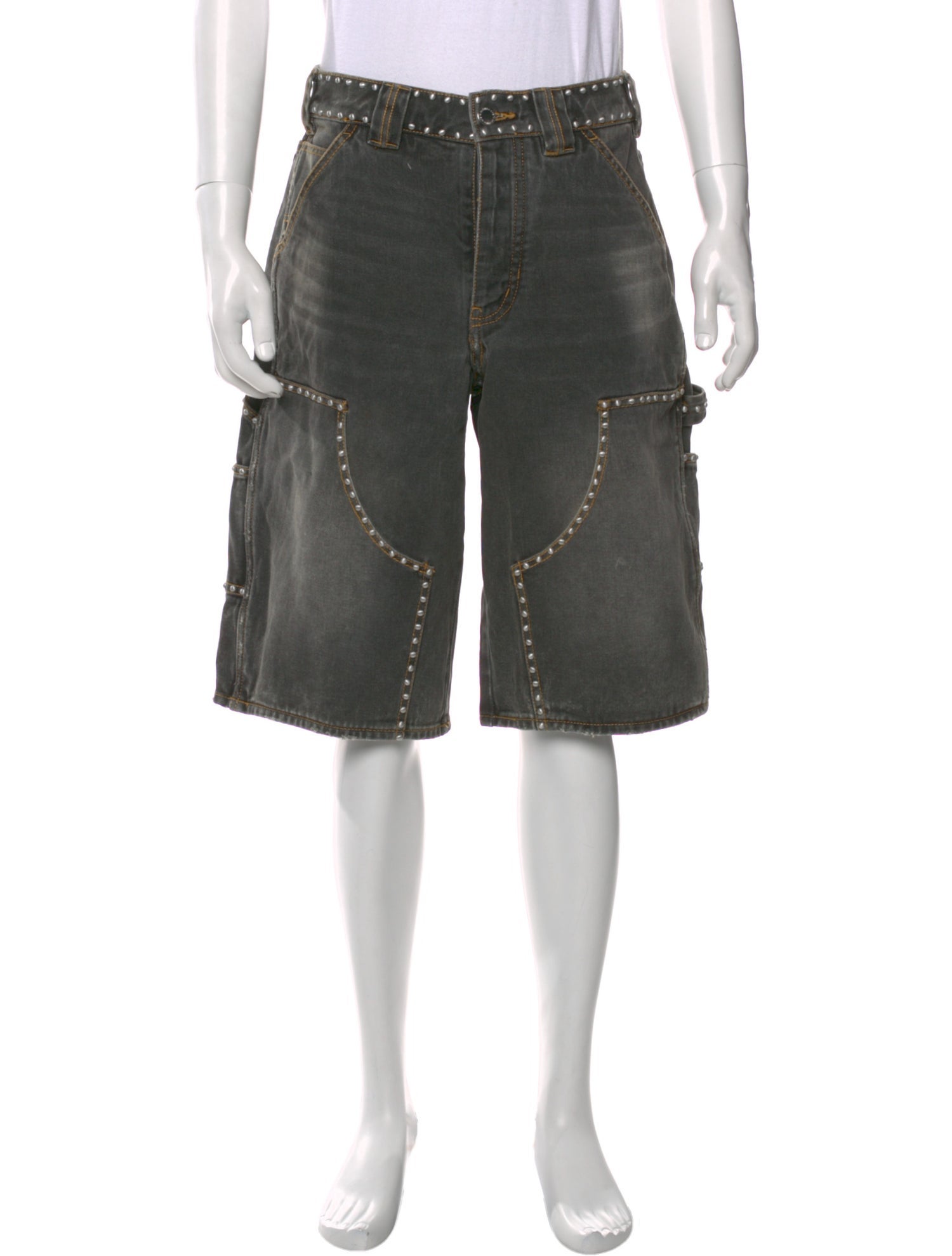 A Bathing Ape Faux Pearl Accents Denim Shorts