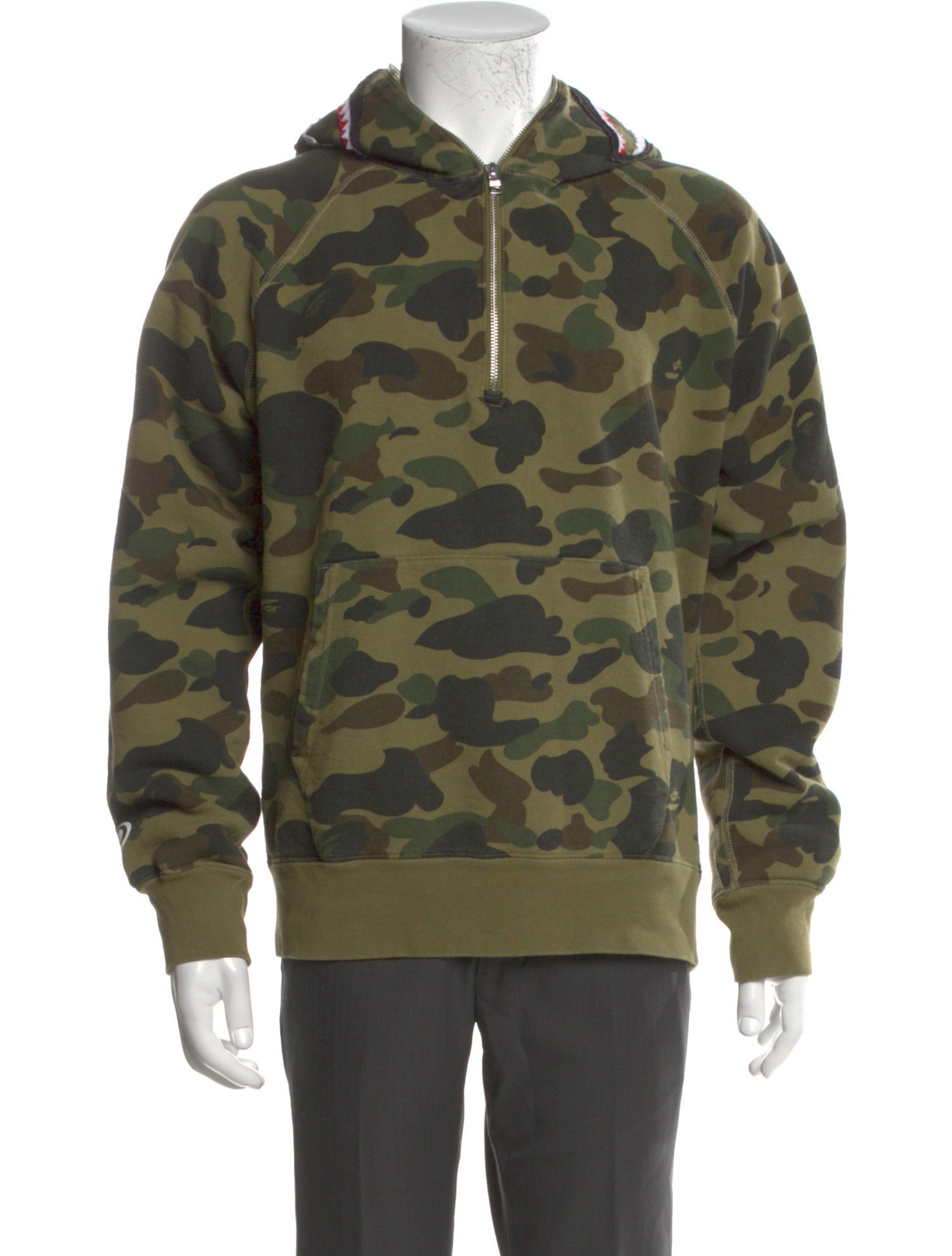 A Bathing Ape Quarter Zip Camo Shark Camouflage Print Hoodie