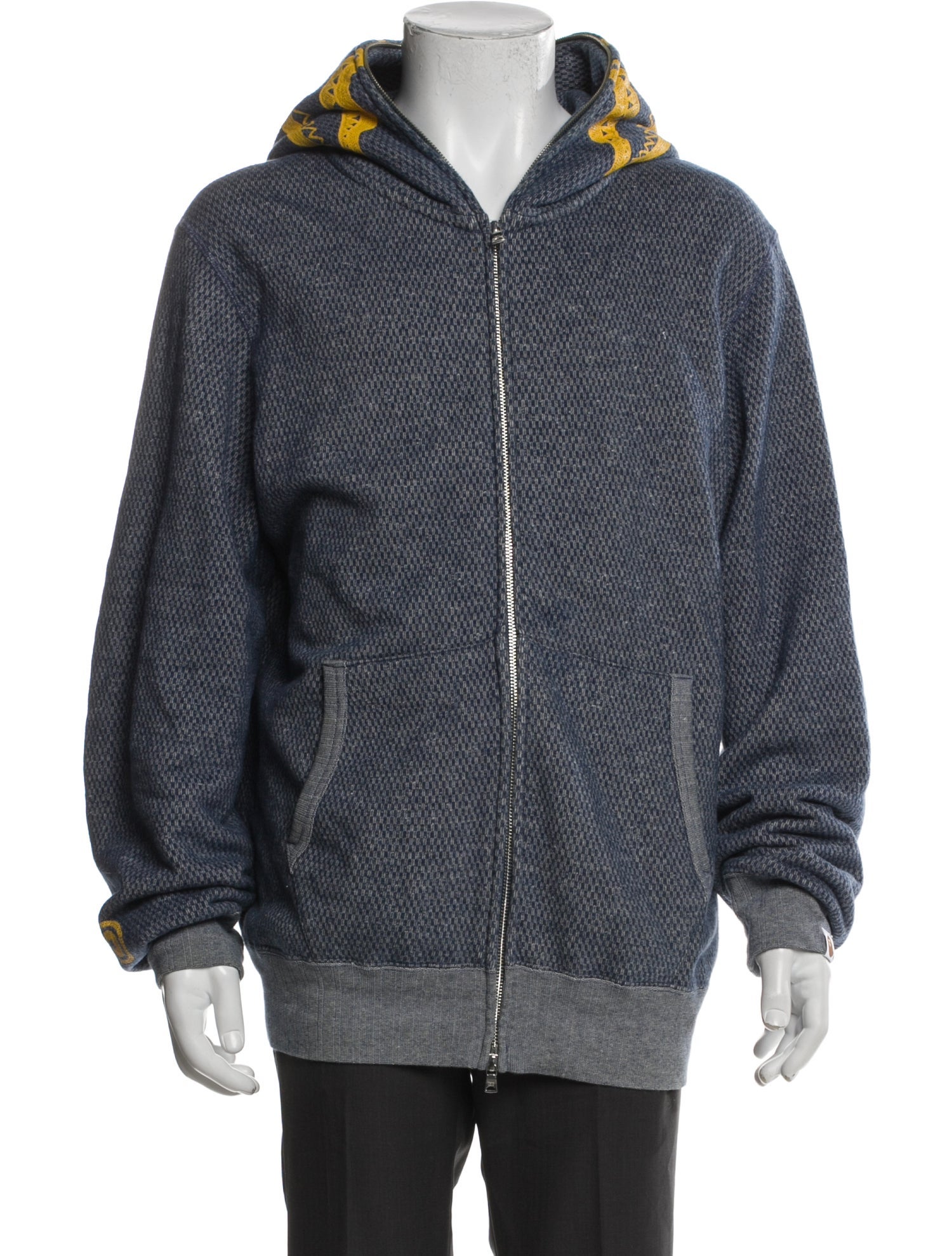 A Bathing Ape Indigo Shark Printed Hoodie
