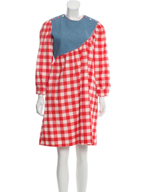 Batsheva Plaid Print Mini Dress Red