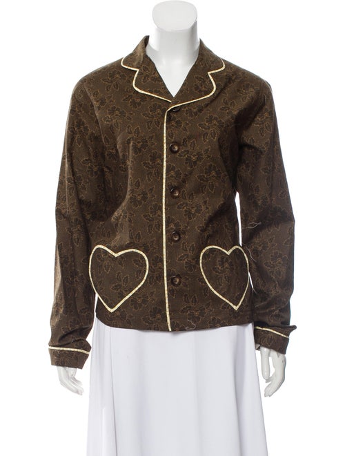Batsheva Floral Print Bomber Jacket Brown