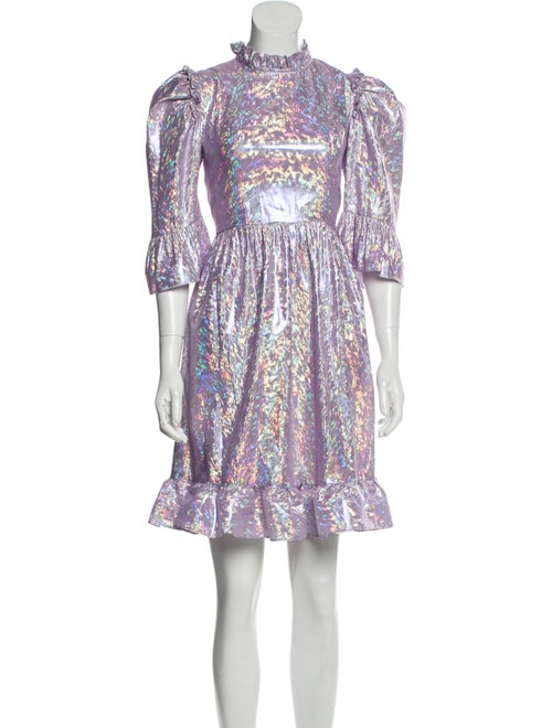 Batsheva Mock Neck Mini Dress Purple