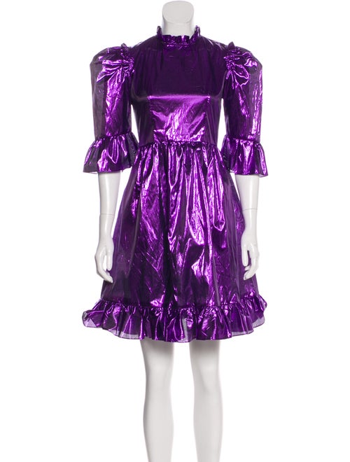 Batsheva Printed Mini Dress Metallic