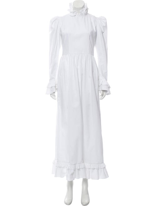 Batsheva Mock Neck Long Dress White