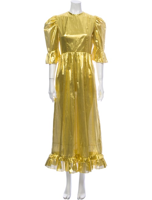 Batsheva Crew Neck Long Dress Gold
