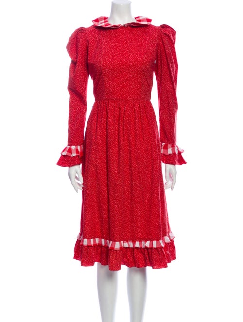 Batsheva Printed Midi Length Dress Red