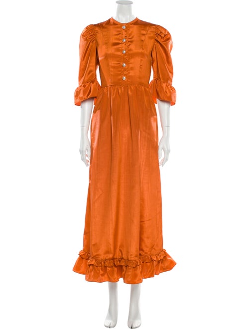 Batsheva Crew Neck Long Dress Orange