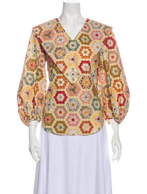 Batsheva Printed V-Neck Blouse