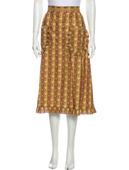 Batsheva Printed Midi Length Skirt Yellow