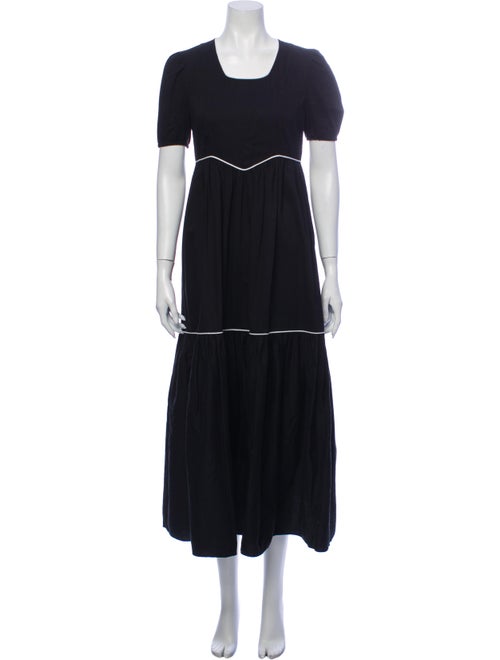Batsheva Square Neckline Long Dress Black