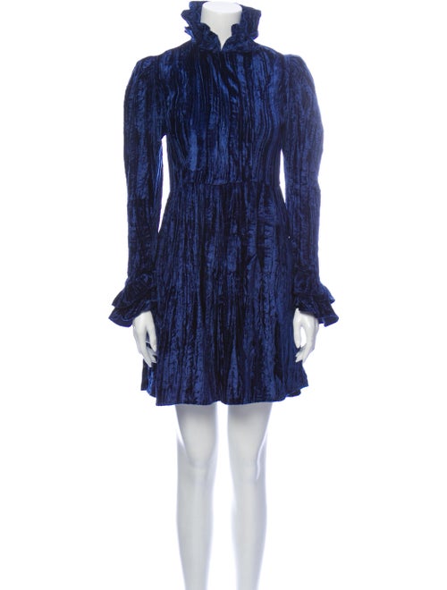 Batsheva Mock Neck Mini Dress Blue