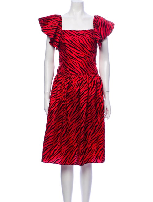 Batsheva Animal Print Mini Dress Red