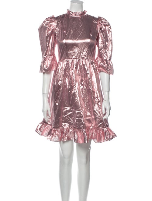 Batsheva Mock Neck Mini Dress Pink