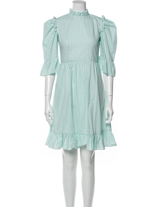 Batsheva Plaid Print Mini Dress Green