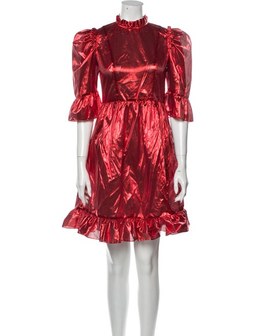 Batsheva Mock Neck Mini Dress Red