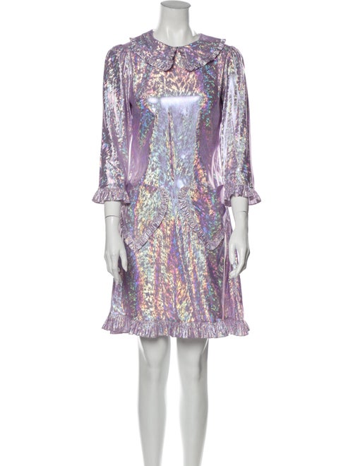 Batsheva Printed Knee-Length Dress Metallic