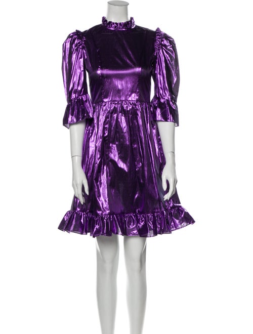 Batsheva Printed Mini Dress Metallic