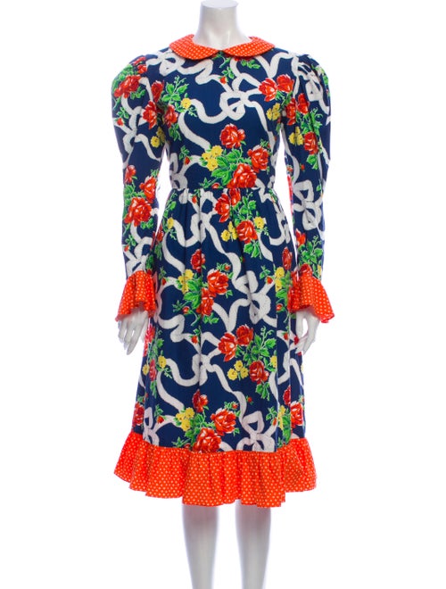 Batsheva Floral Print Midi Length Dress w/ Tags Bl
