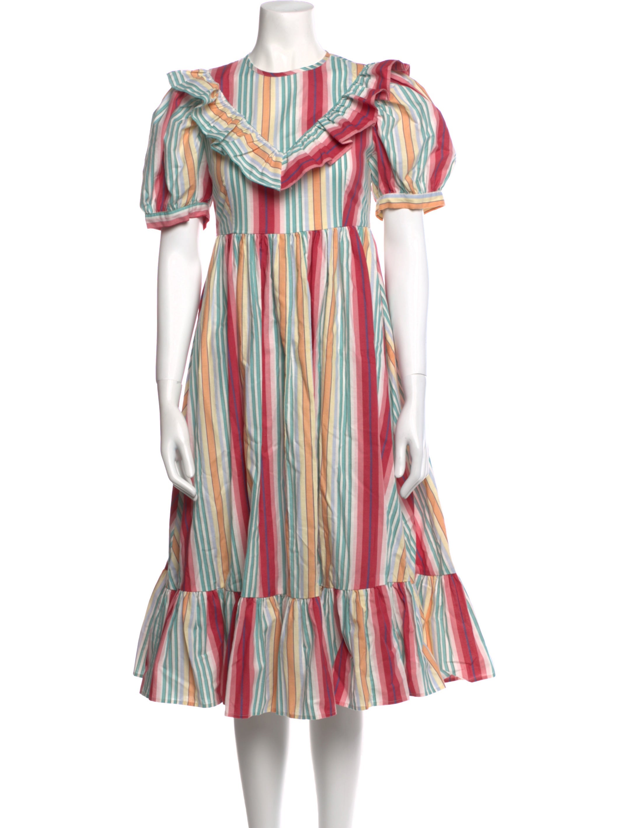 Batsheva Striped Midi Length Dress