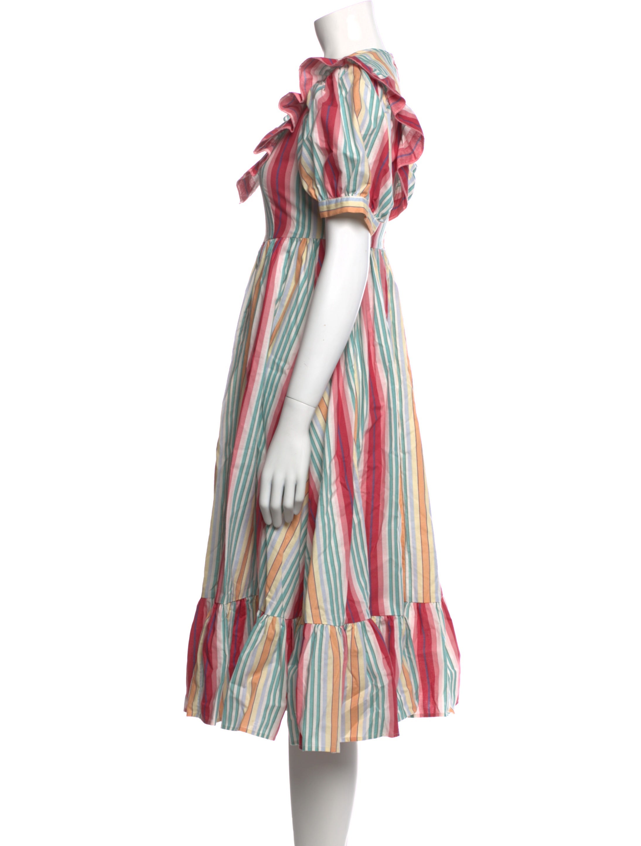 Batsheva Striped Midi Length Dress