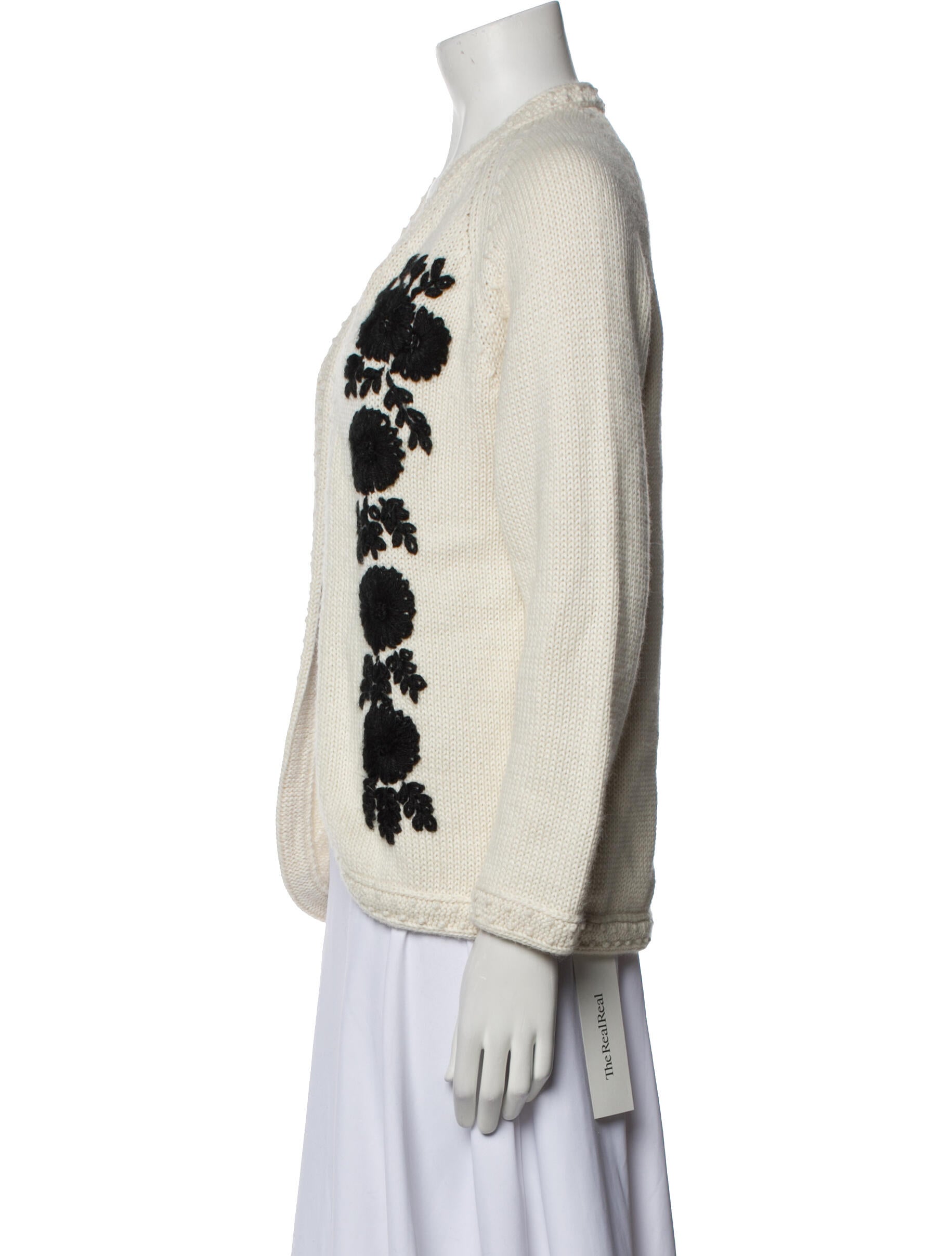 Batsheva Floral Print V-Neck Sweater