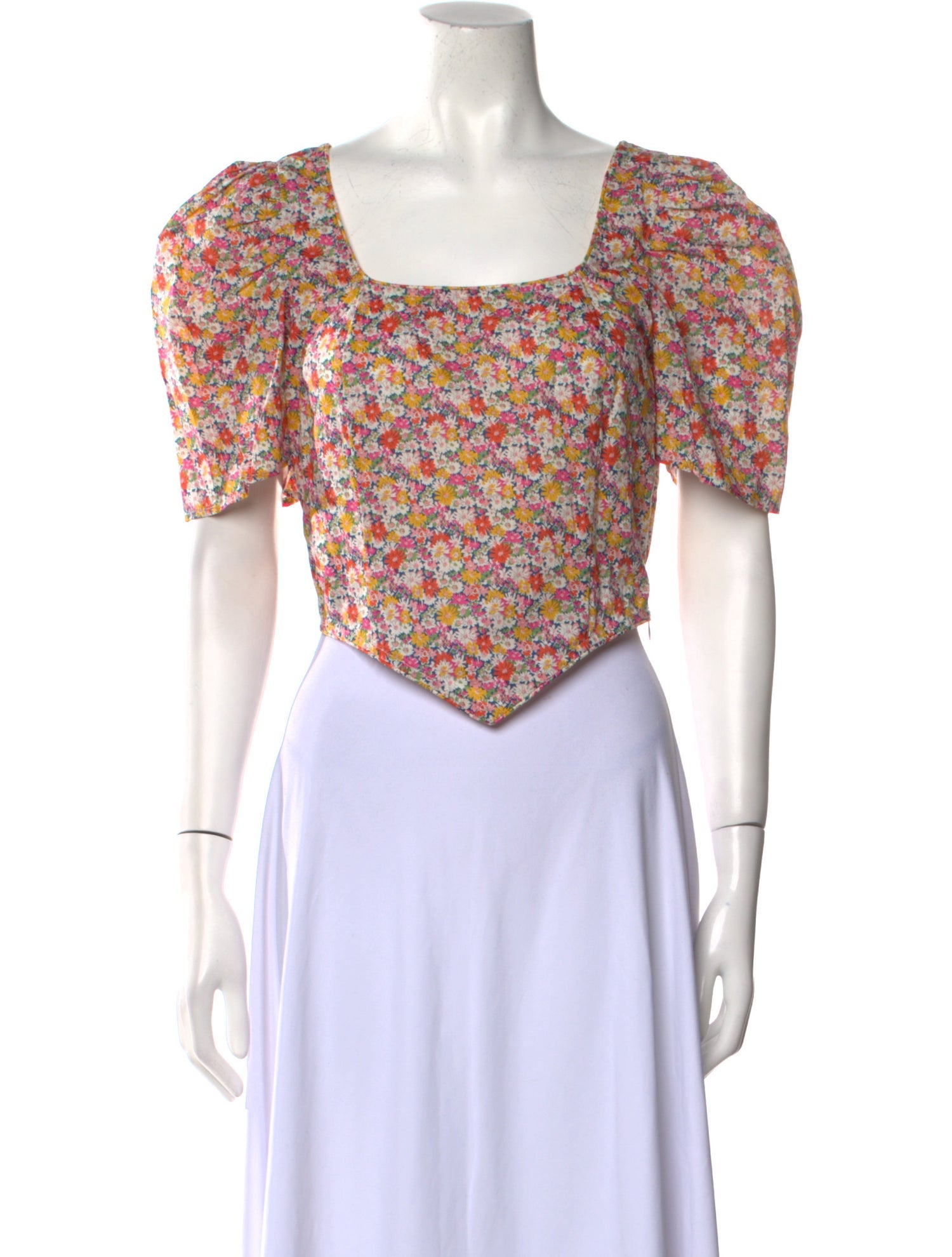 Batsheva Floral Print Square Neckline Crop Top w/ Tags