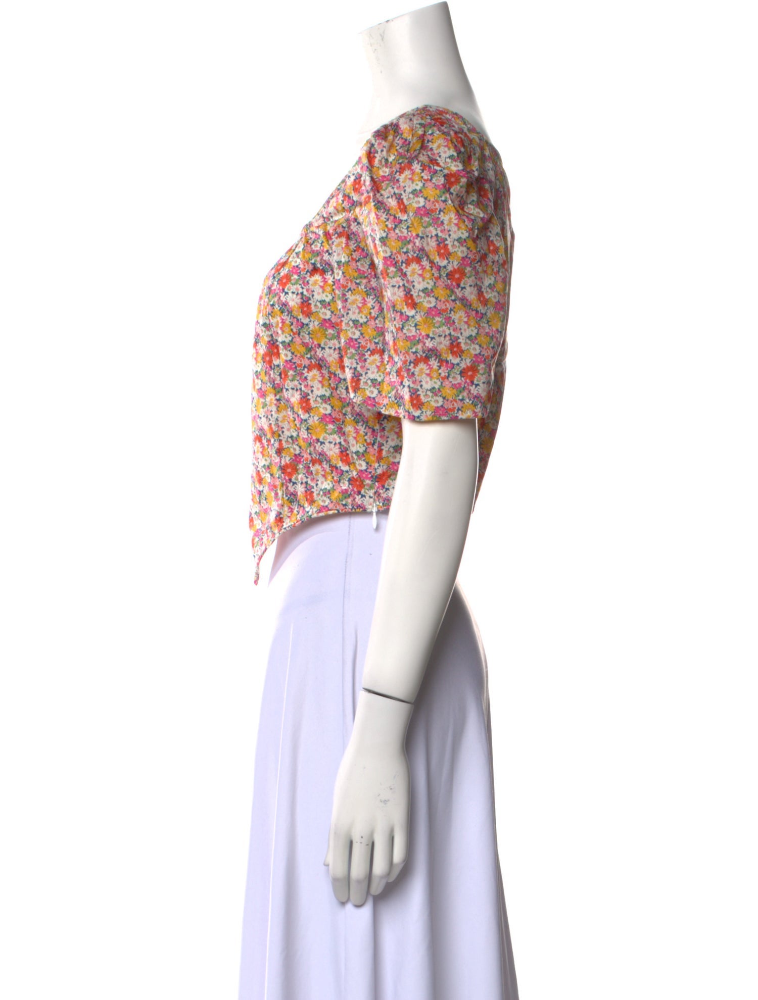 Batsheva Floral Print Square Neckline Crop Top w/ Tags