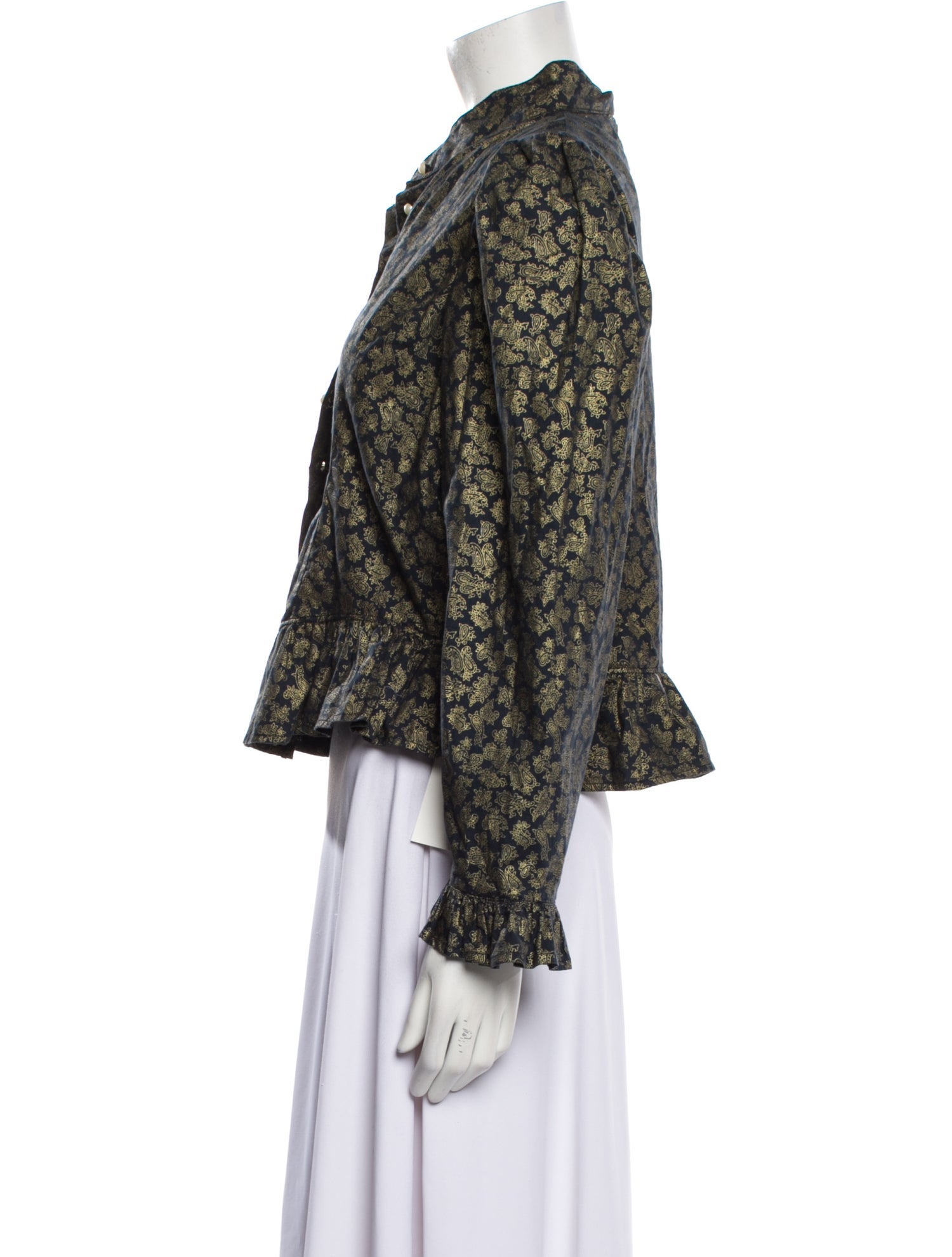 Batsheva Floral Print Mock Neck Blouse