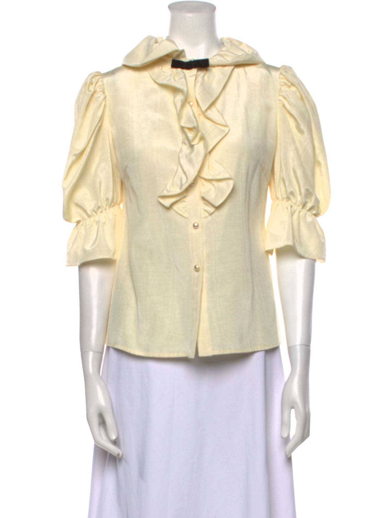 Batsheva Mock Neck Three-Quarter Sleeve Blouse