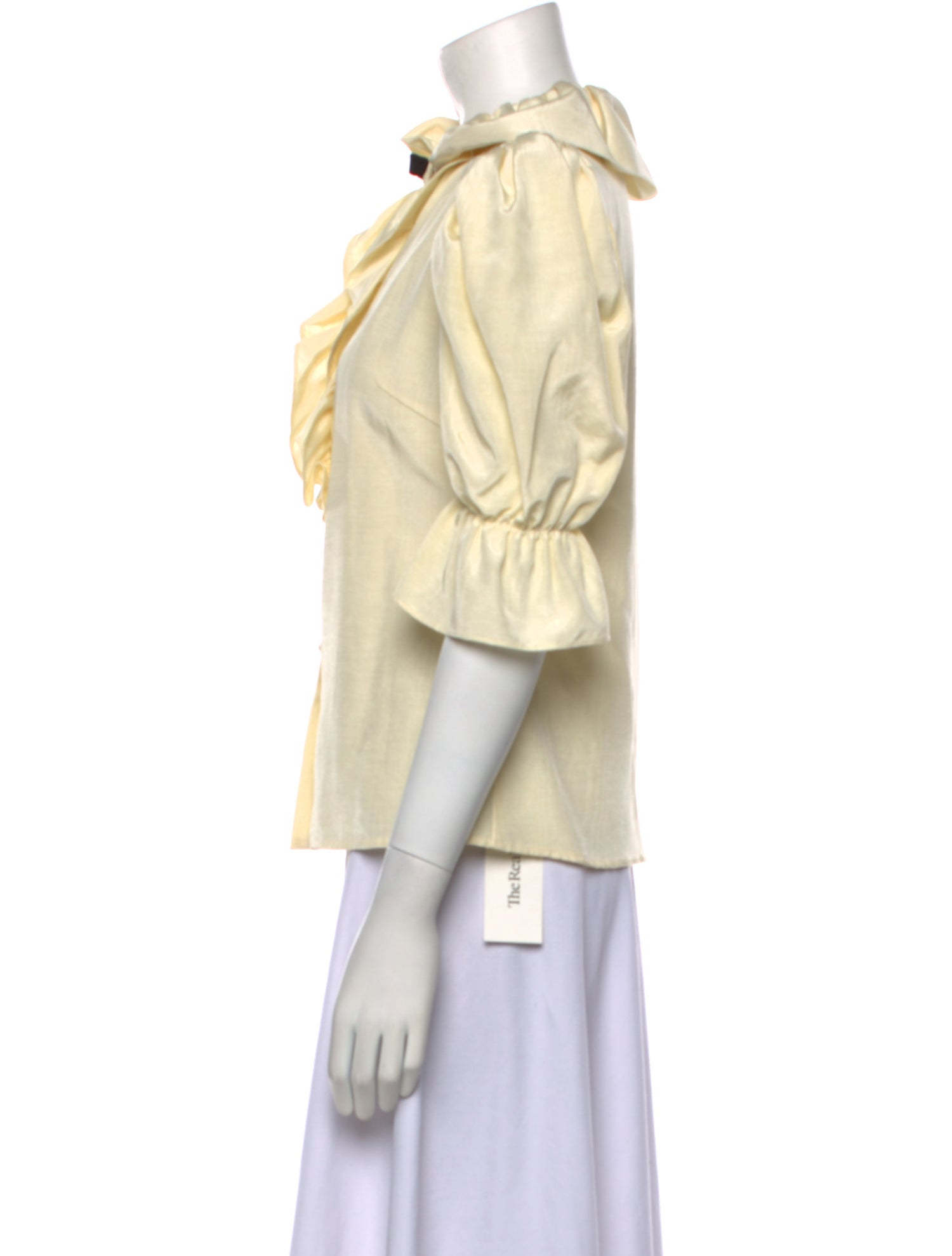 Batsheva Mock Neck Three-Quarter Sleeve Blouse