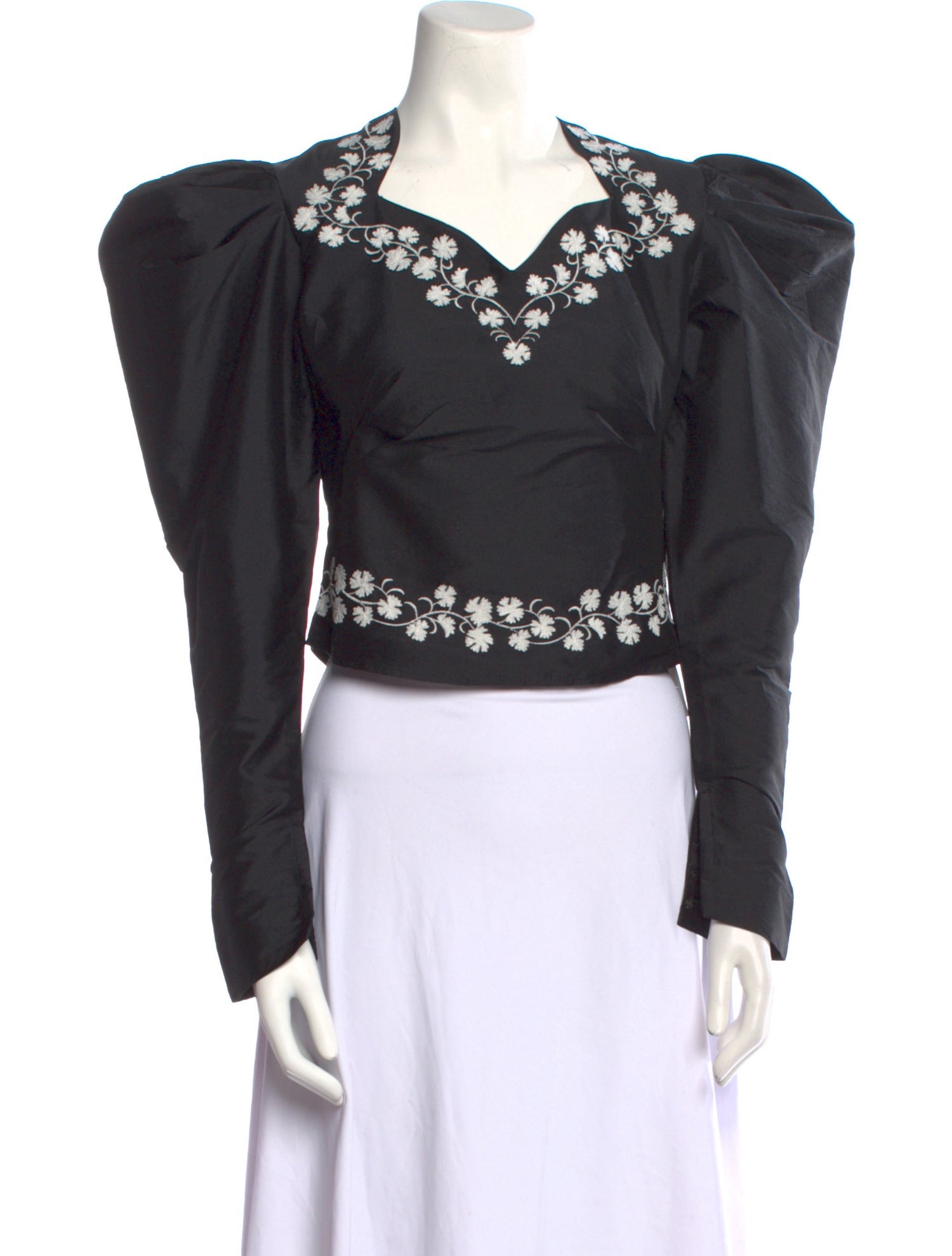 Batsheva Off-The-Shoulder Long Sleeve Crop Top