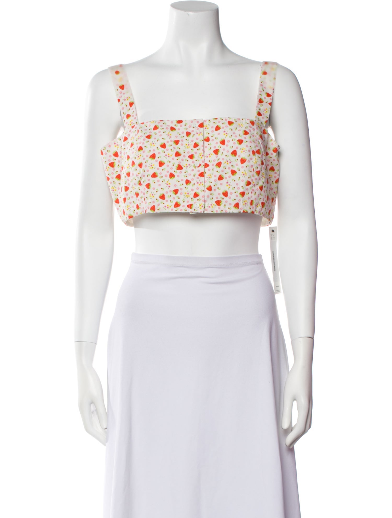 Batsheva Floral Print Square Neckline Crop Top