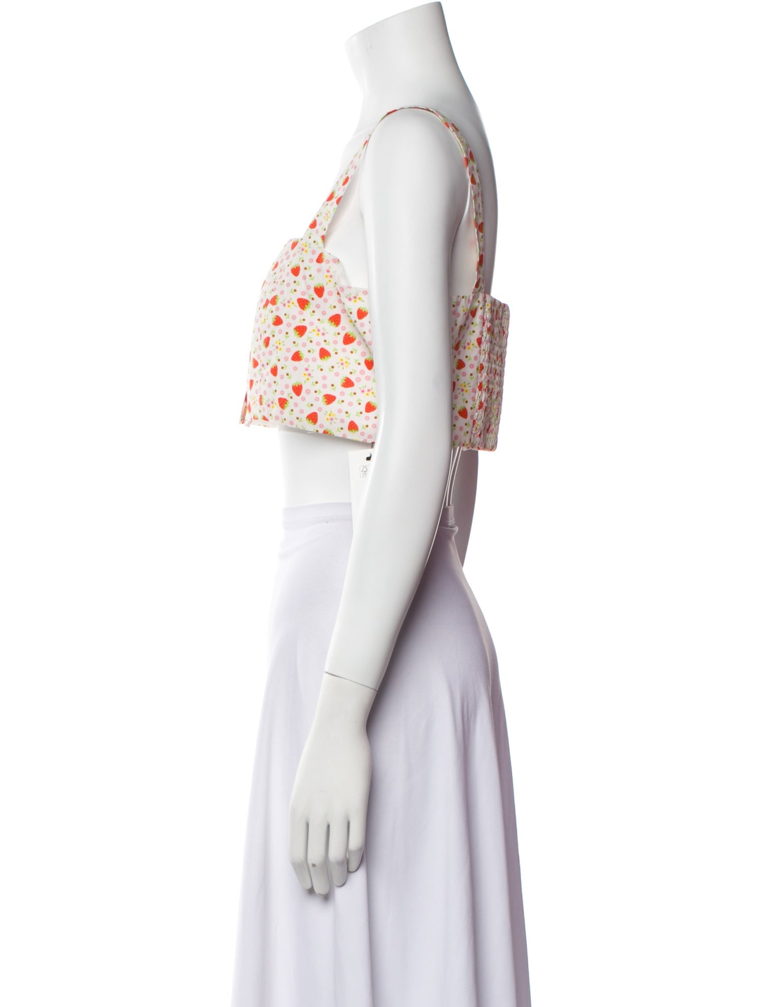 Batsheva Floral Print Square Neckline Crop Top