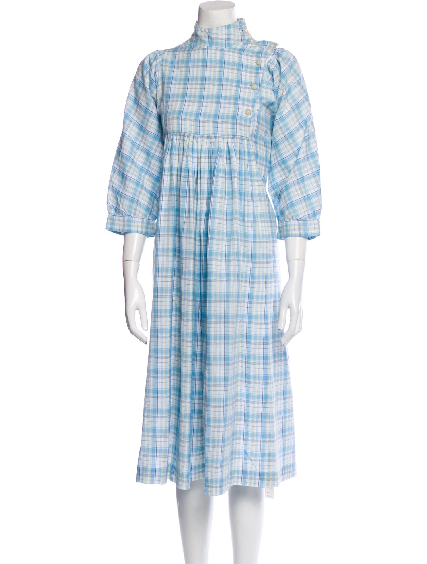 Batsheva Plaid Print Midi Length Dress