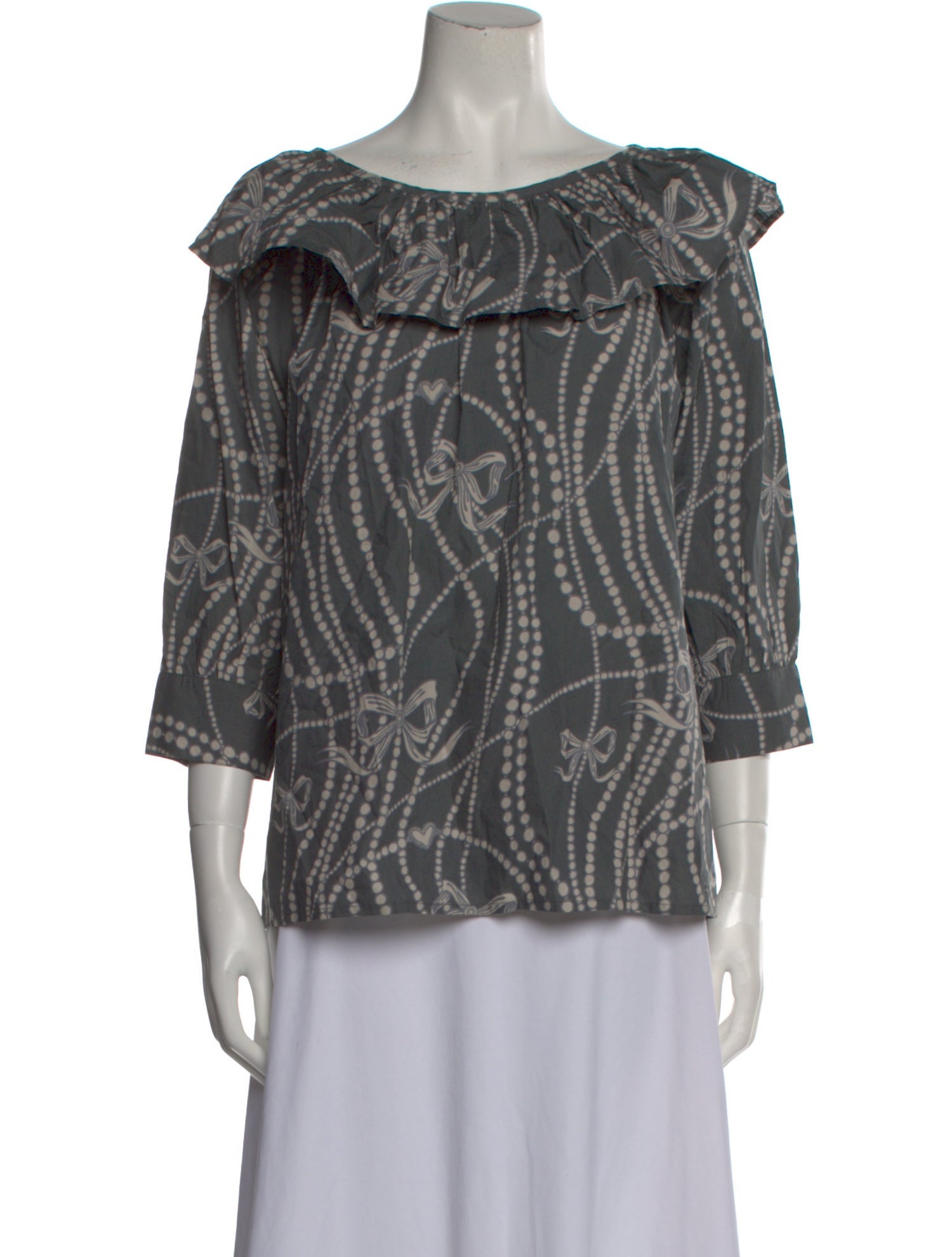 Batsheva Printed Bateau Neckline Blouse