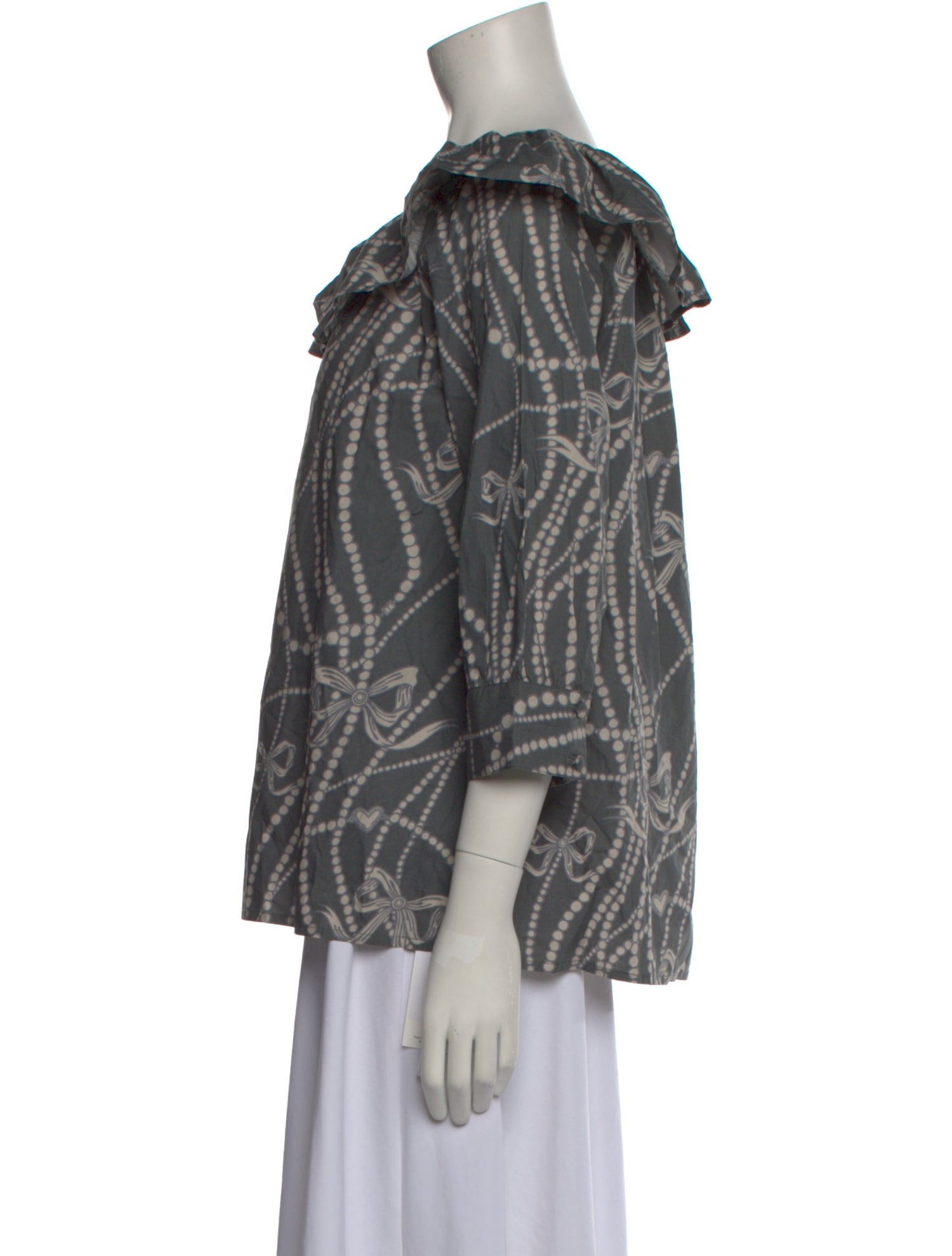 Batsheva Printed Bateau Neckline Blouse