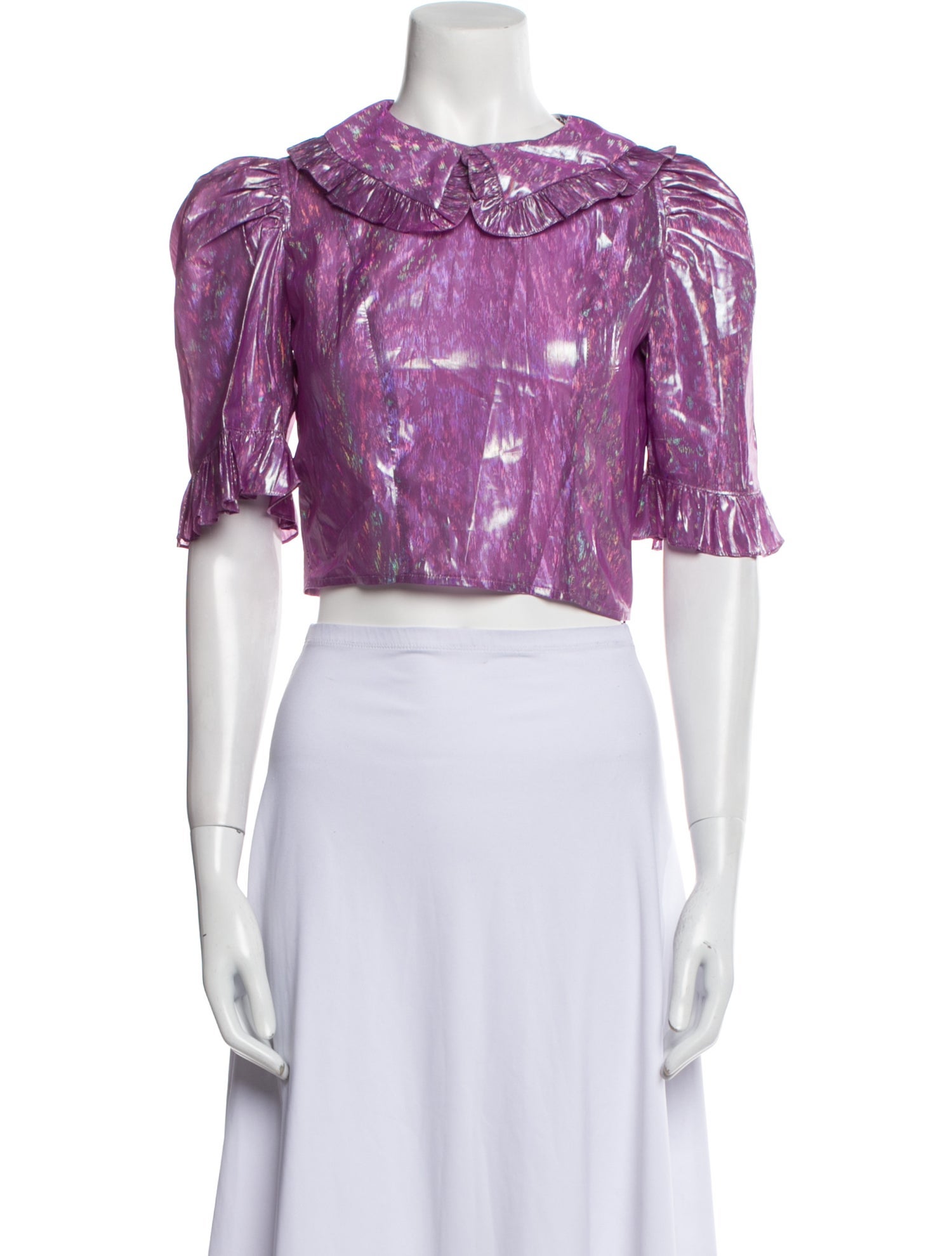 Batsheva Crew Neck Short Sleeve Crop Top